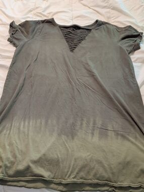 Torrid Ombre Green Short Sleeve T-shirt Dress with Lattice V-Neck